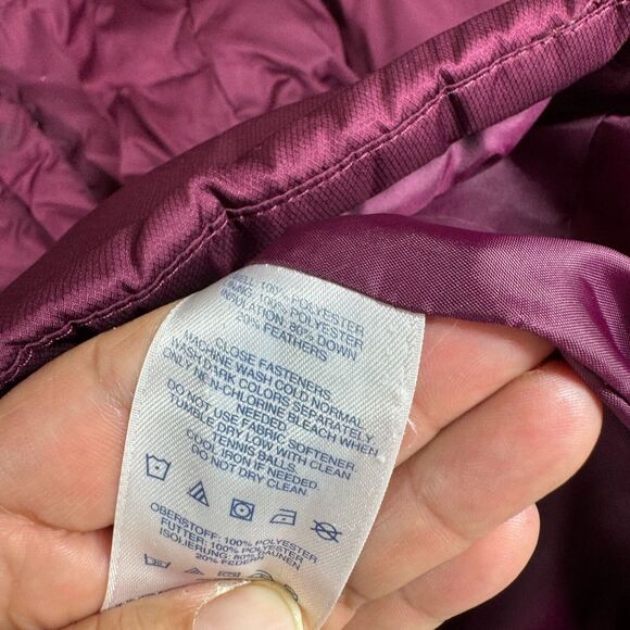 Lands' End Down Coat w/ hood Womens Large L 14-16 Red Purple - Picture 6 of 10